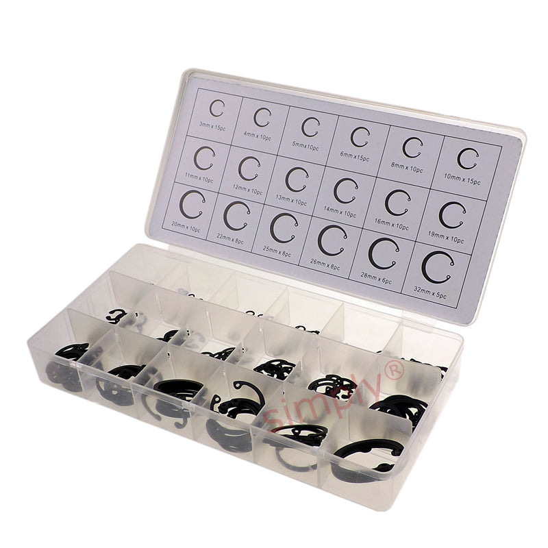 180 Piece 3-32mm Internal Circlip Assorted Box