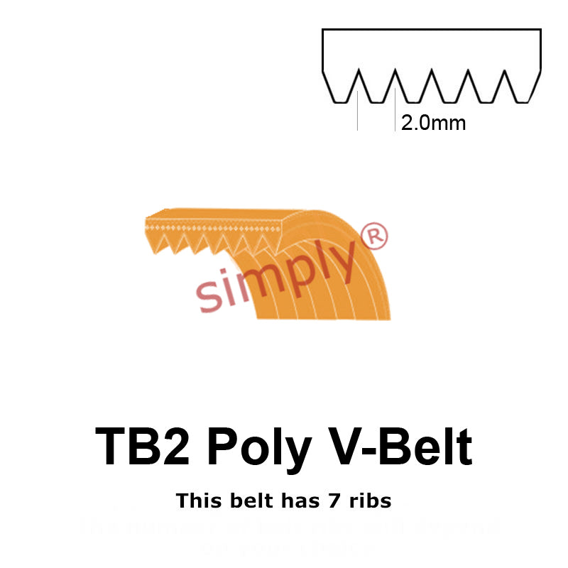 TB2-598 Megadyne Megarib Polyurethane Poly V-Belt 598mm/23.5 inch Length - 7 Ribs - Allow 2-3 Days