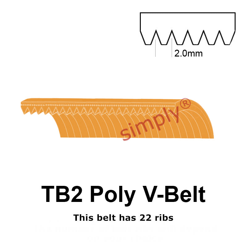 TB2-510 Megadyne Megarib Polyurethane Poly V-Belt 510mm/20.1 inch Length - 22 Ribs - Allow 2-3 Days