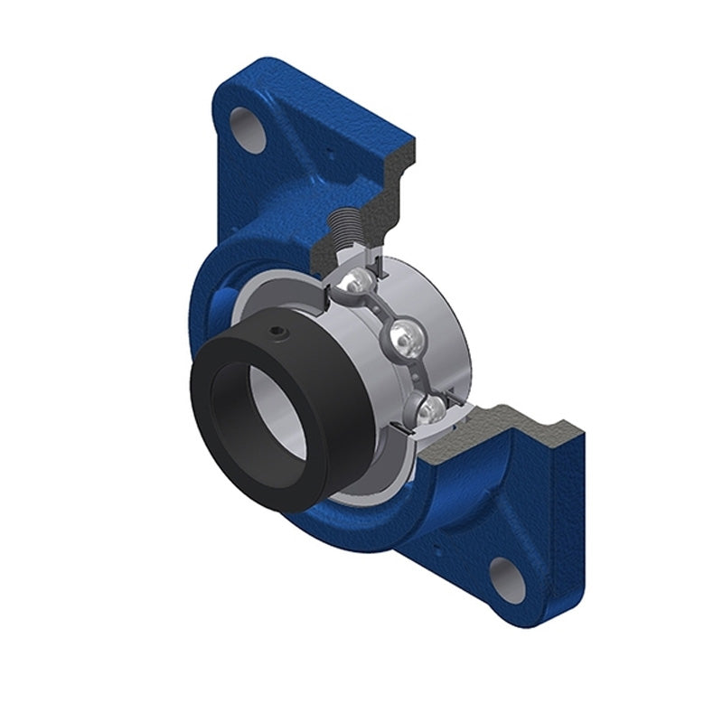 SNR EXFE207 Metric Four Bolt Square Cast Iron Flange Housing with 35mm Bore Eccentric Collar Insert - Allow 2-3 Days