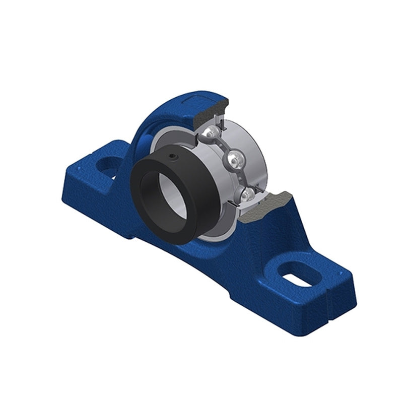 SNR EXPE212NL3 Metric Cast Iron Two Bolt Pillow / Plummer Block Housing with 60mm Eccentric Collar Insert with Triple Lip Seal - Allow 2-3 Days