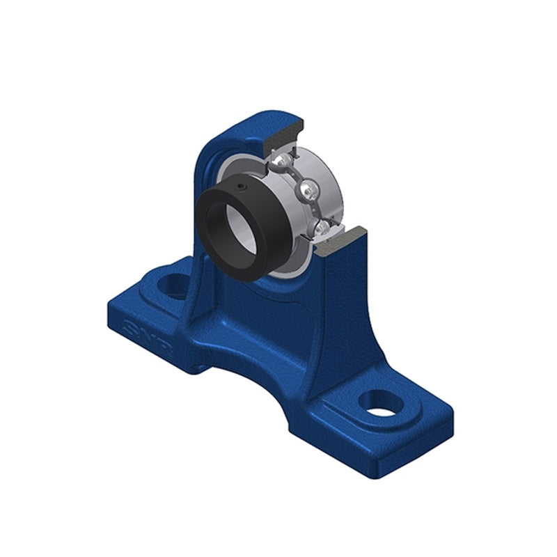SNR EXPH201 Metric Cast Iron High Centre Height Two Bolt Pillow / Plummer Block Housing with 12mm Bore Eccentric Collar Insert - Allow 2-3 Days