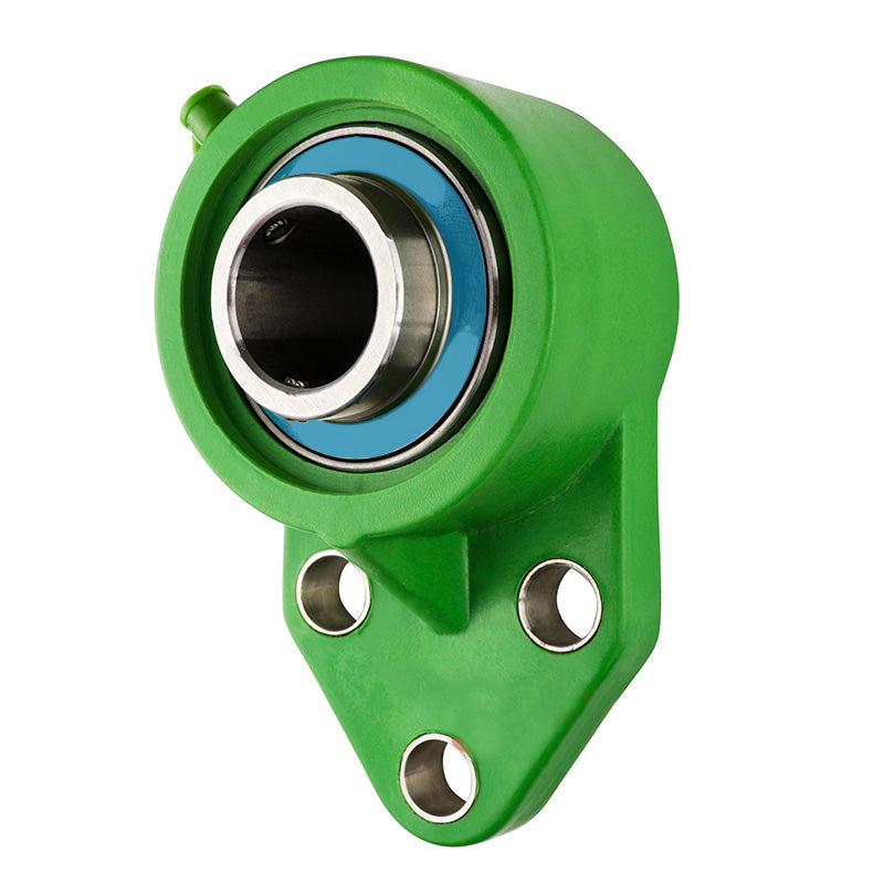 Challenge / FK FBL205G Metric Thermo Plastic Offset Three Bolt Housing with 25mm Bore Stainless Insert