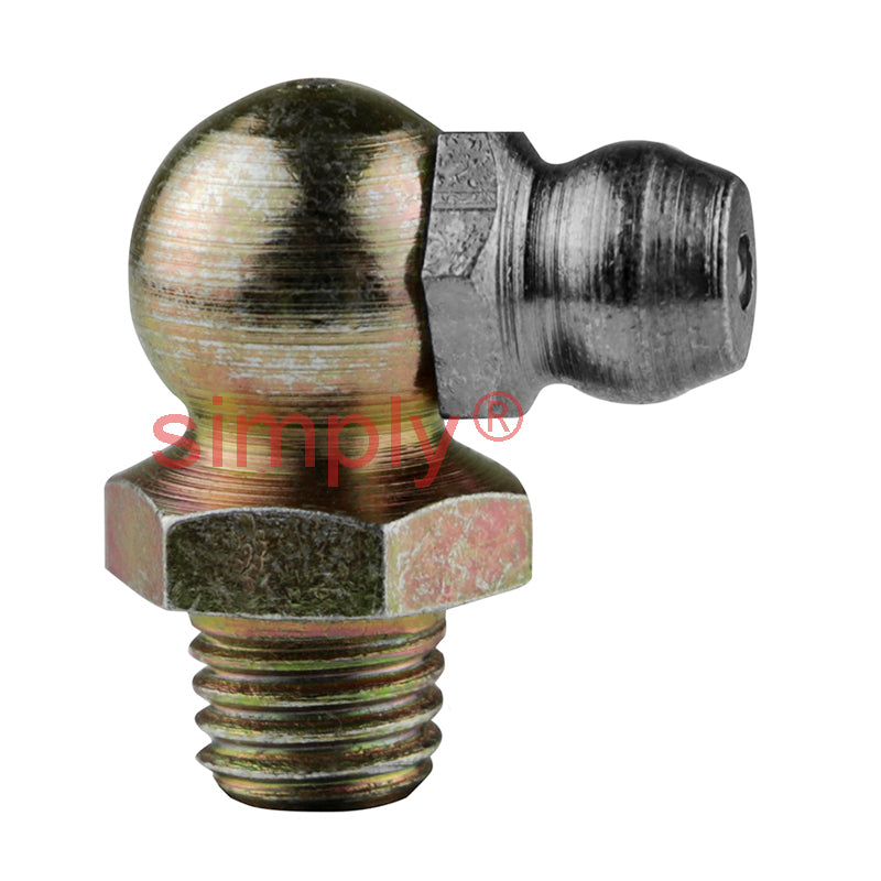 1/4x26 BSF Hardened Mild Steel Zinc Plated 90 deg Hydraulic Grease Nipples - Pack of 500