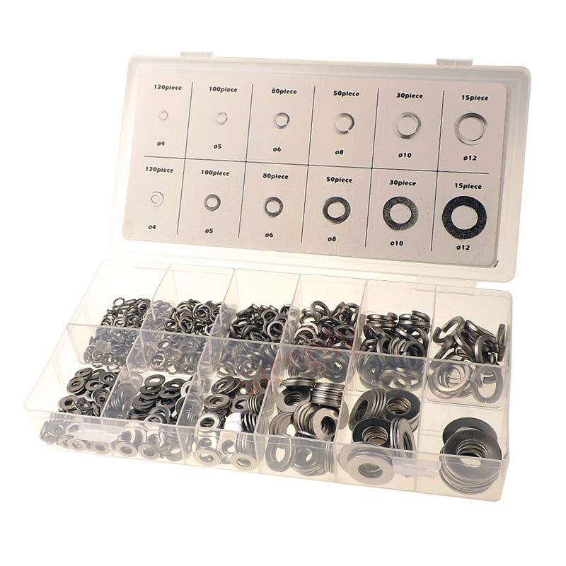 790 Piece Stainless Steel Flat and Spring Washer Assortment
