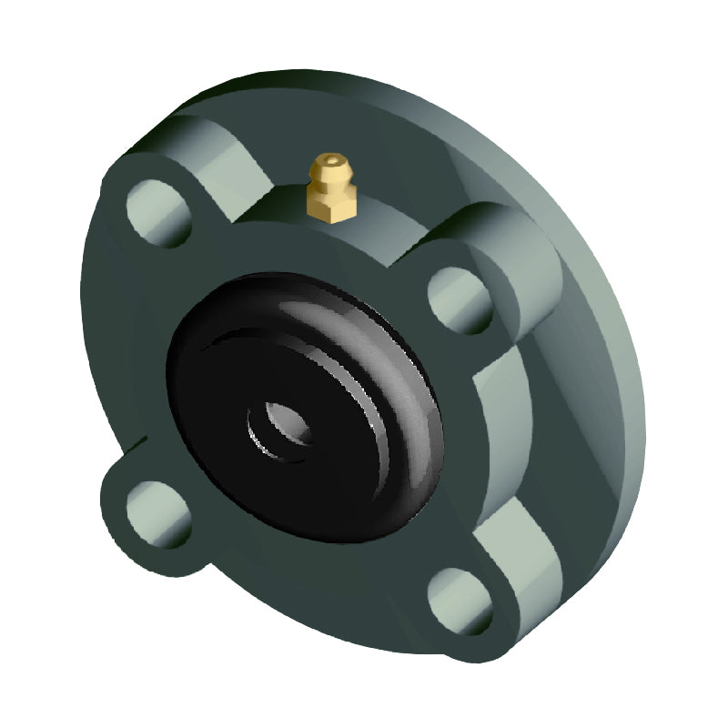NTN S-UCFC204D1 Metric Four Bolt Cast Iron Round Flanged Housing with 20mm Insert with Steel Plate Cover - Open Version - Allow 2-3 Days