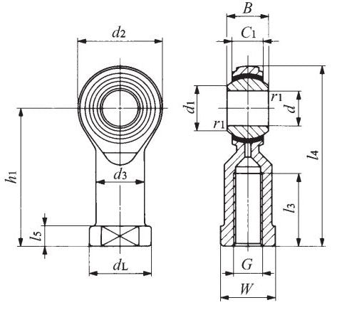 Budget PHS20 Right Hand Steel / Bronze Lined Plain Female Rod End 20mm Bore M20x1.5 Thread