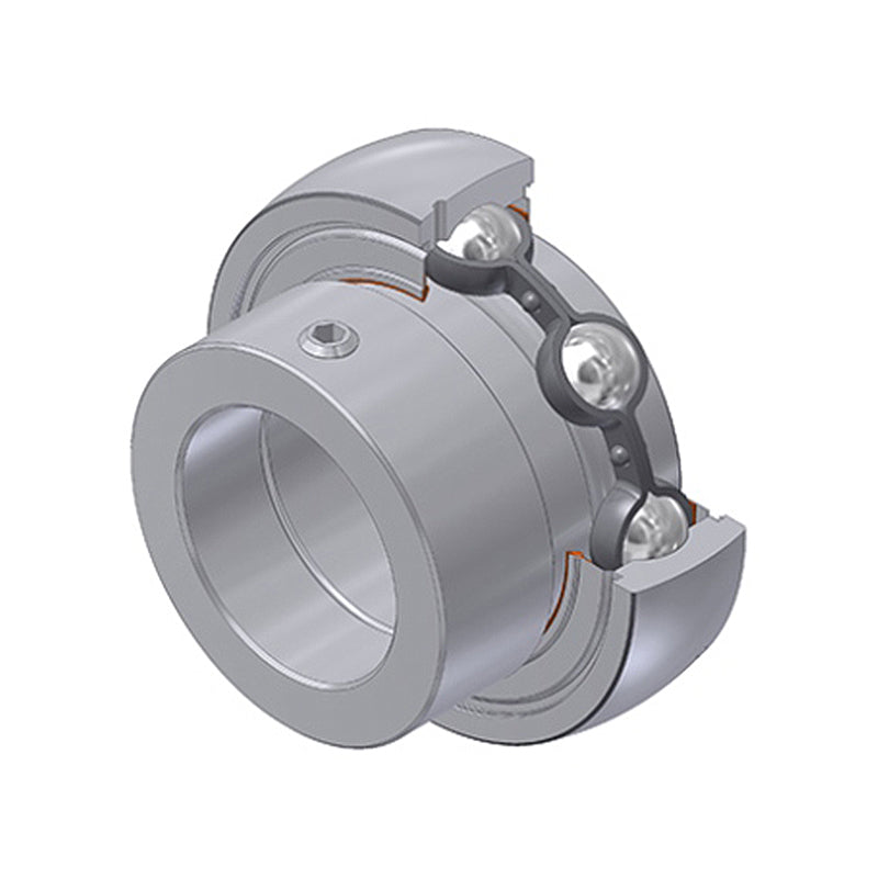 SNR SES212 Metric Stainless Flatback Spherical Outer Food Safe Bearing Insert 60mm Bore 110mm Outside Diameter with Eccentric Collar - Allow 2-3 Days