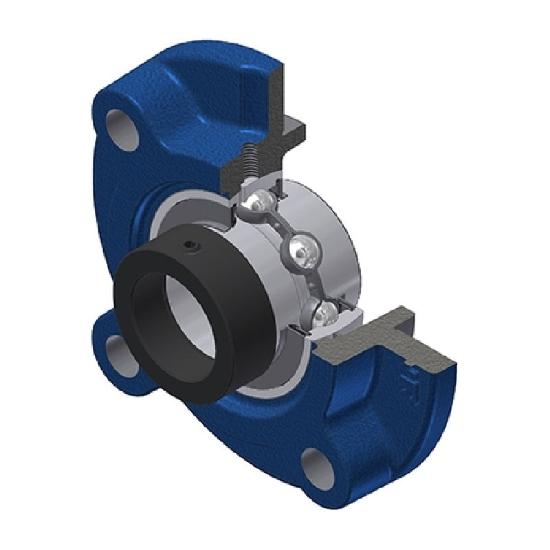 SNR EXFC215 Metric Four Bolt Cast Iron Round Flanged Housing with 75mm Eccentric Collar Insert - Allow 2-3 Days
