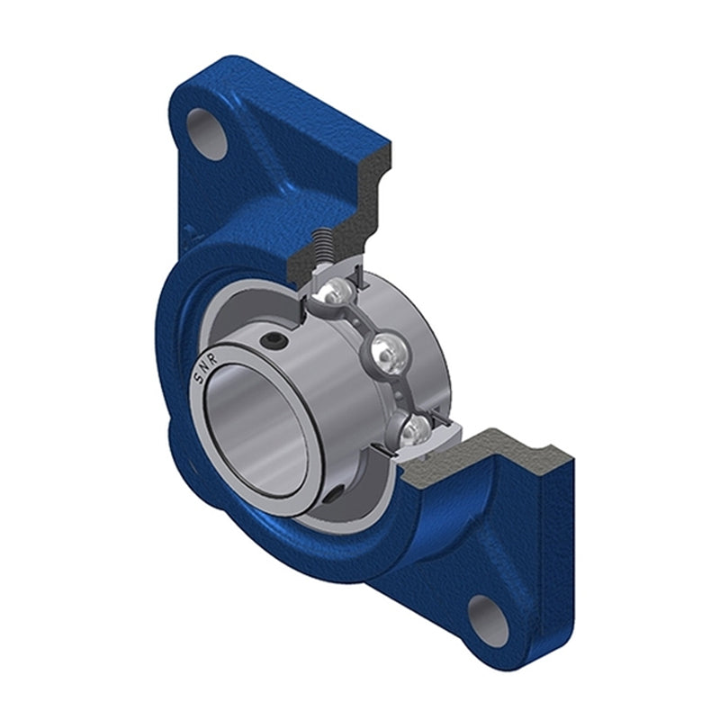 SNR UCF306 Metric Four Bolt Square Cast Iron Flange Housing with 30mm Bore Insert - Allow 2-3 Days