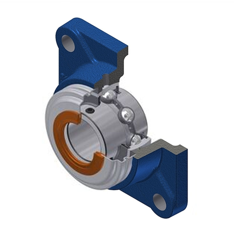 SNR UCF211CO Metric Four Bolt Square Cast Iron Flange Housing with 55mm Bore Insert with Narrow Steel Plate Cover - Open Version - Allow 2-3 Days