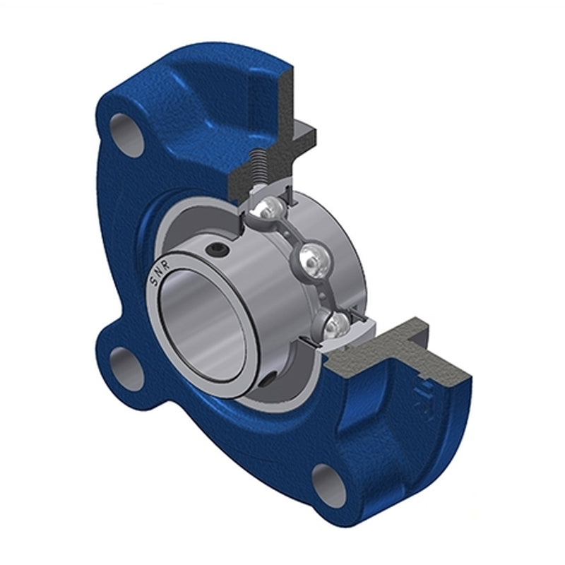 SNR UCFC203 Metric Four Bolt Cast Iron Round Flanged Housing with 17mm Insert - Allow 2-3 Days