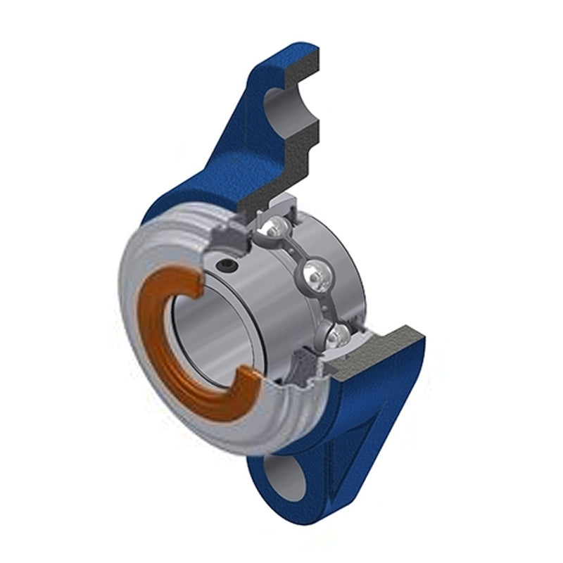 SNR UCFL208CC Metric Two Bolt Oval Cast Iron Flange Housing with 40mm Bore Insert with Narrow Steel Plate Cover - Closed Version - Allow 2-3 Days