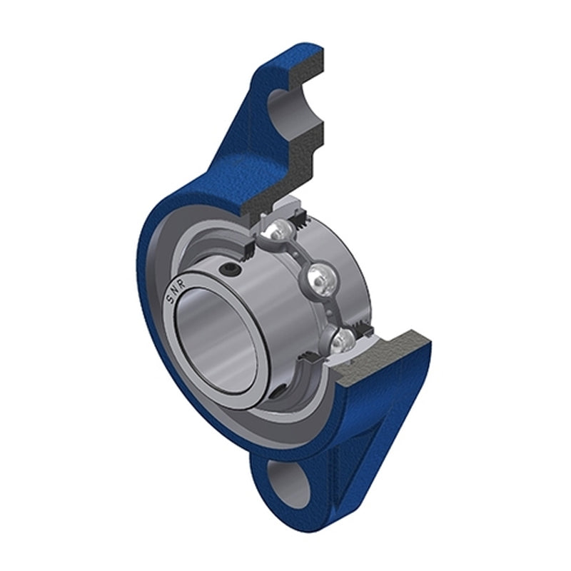 SNR UCFL210NL3 Metric Two Bolt Oval Cast Iron Flange Housing with 50mm Bore Insert with Triple Lip Seal - Allow 2-3 Days