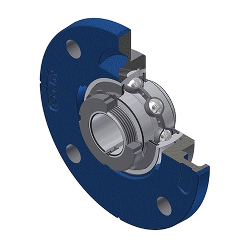 SNR UKFCE208H Metric Four Bolt Cast Iron Round Flanged Housing Insert and Adaptor Sleeve Fits 35mm Shaft - Allow 2-3 Days