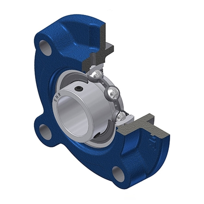 SNR USFC201 Metric Four Bolt Cast Iron Round Flanged Housing with 12mm Insert - Allow 2-3 Days