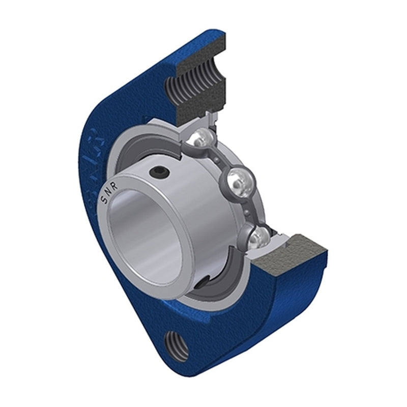 SNR USFD207M12 Metric Two Bolt Oval Cast Iron Flange Housing with 35mm Bore Insert - Allow 2-3 Days