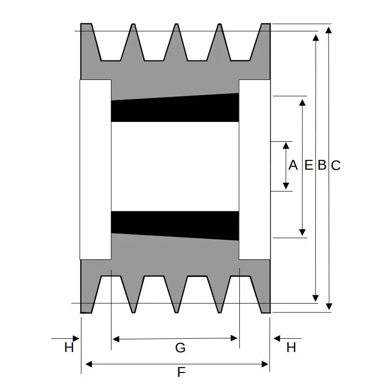 200X4SPB 200mm Pitch Diameter SPB Section Tapered Locking Bush Type Pulley with 4 Grooves (Bush not Incl.)