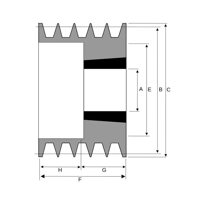 PowerDrive 125X5SPB 125mm Pitch Diameter SPB Section Tapered Locking Bush Type Pulley with 5 Grooves (Bush not Incl.) - Allow 2-3 Days