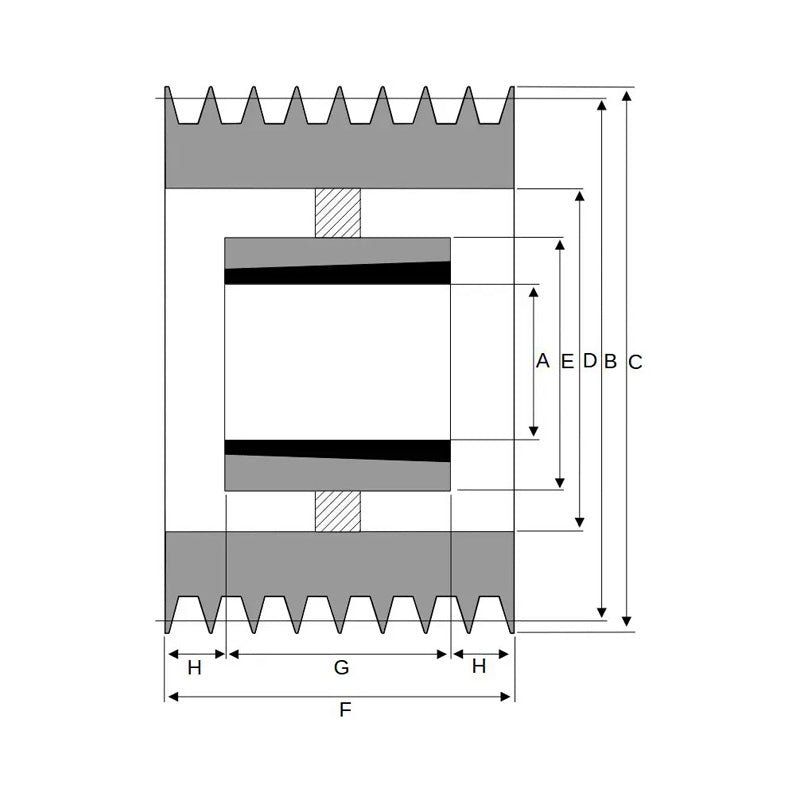 PowerDrive 335X8SPB 335mm Pitch Diameter SPB Section Tapered Locking Bush Type Pulley with 8 Grooves (Bush not Incl.) - Allow 2-3 Days