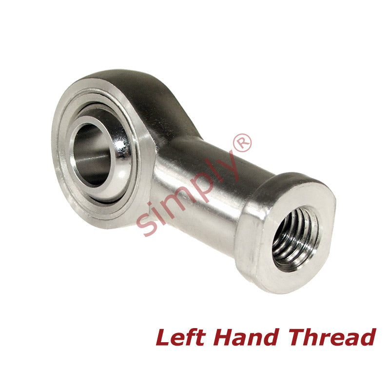 Budget SSPHS6L Left Hand Stainless Steel / PTFE Lined Plain Female Rod End 6mm Bore M6x1 Thread