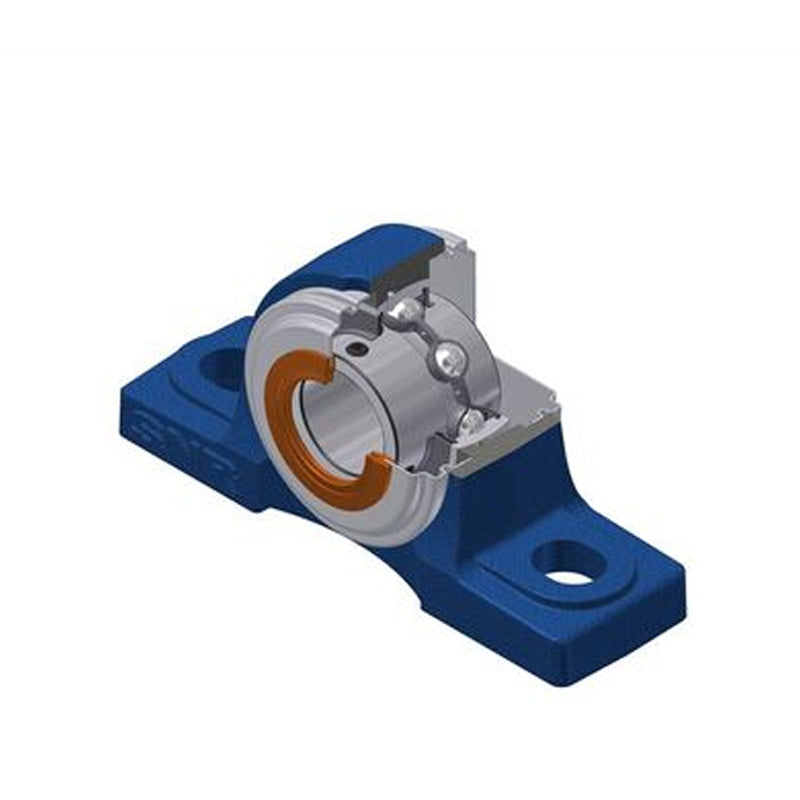 SNR UCP213CC Metric Cast Iron Two Bolt Pillow / Plummer Block Housing 65mm Bore Insert with Steel Plate Cover - Closed Version - Allow 2-3 Days