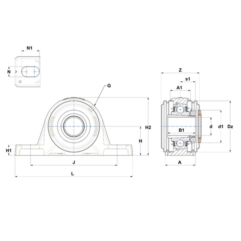 SNR UKPLE208HCC Metric Cast Iron Two Bolt Pillow / Plummer Block Housing with Narrow Steel Plate Cover - Closed Version - Insert and Adaptor Sleeve Fits 35mm Shaft - Allow 2-3 Days