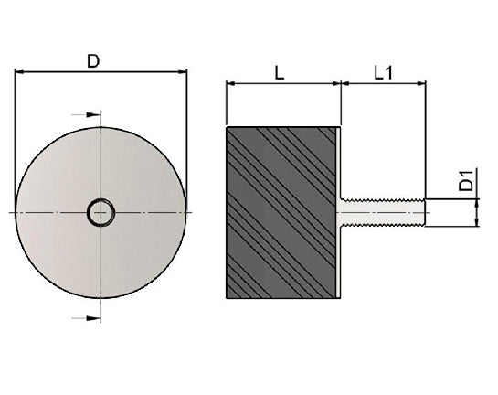 High-Performance Stainless Steel Male Rubber Cylindrical Bump Stop 25x20mm M6 Thread