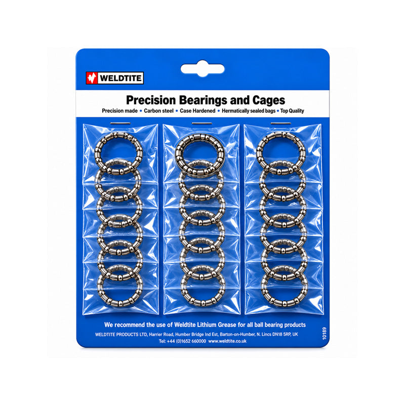 3/16 inch Front Hub Case Hardened Ball Bearings in Cage Retainers (20 pairs)