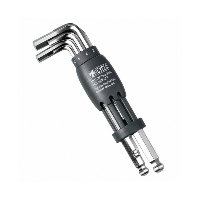Cyclo Chrome Vanadium Hexagonal Ball End Hex Key Set 2 3 4 5 6 8 and 10mm