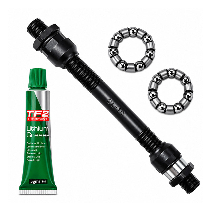 Cyclo 10x145mm Hollow Quick Release Cycle Axle and Lithium Grease and Hub Cages