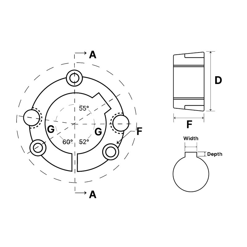 1310-18 Tapered Locking Bush with 18mm Bore