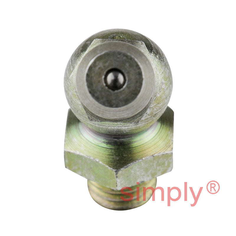 1/4x28 SAE-LT Hardened Mild Steel Zinc Plated 45 deg Hydraulic Grease Nipples 