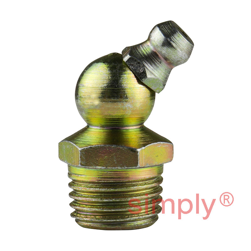 1/8x28 BSPT Hardened Mild Steel Zinc Plated 45 deg Hydraulic Grease Nipples 