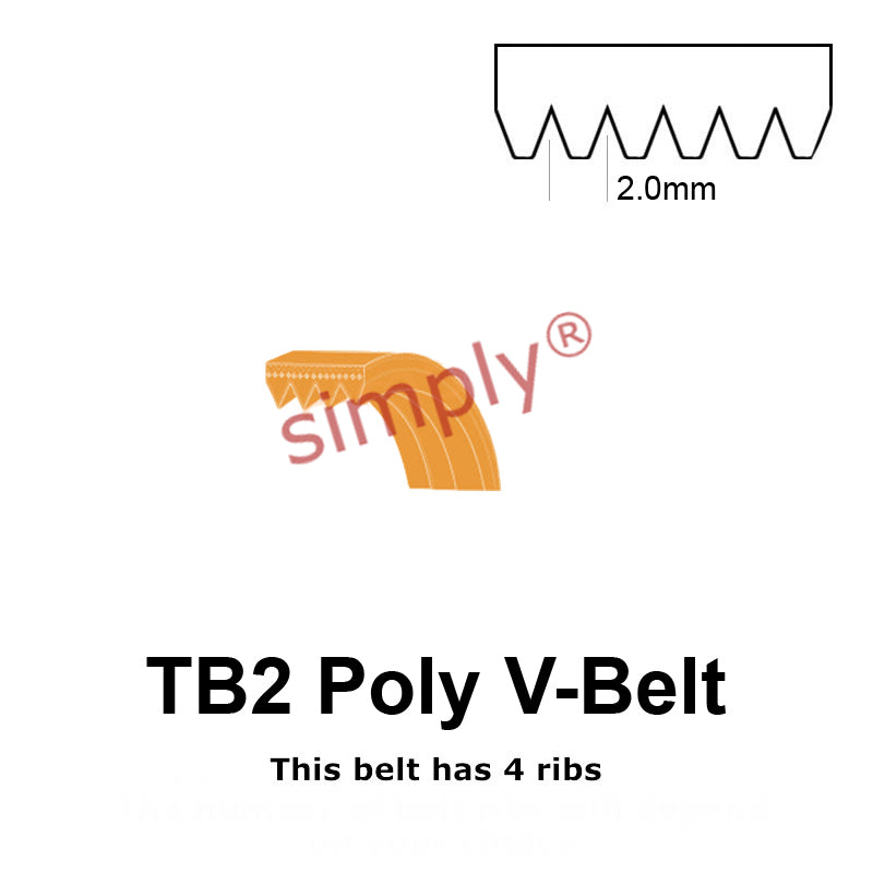 TB2-510 Megadyne Megarib Polyurethane Poly V-Belt 510mm/20.1 inch Length - 4 Ribs