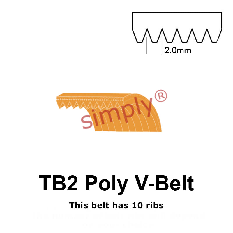 TB2-675 Megadyne Megarib Polyurethane Poly V-Belt 675mm/26.6 inch Length - 10 Ribs