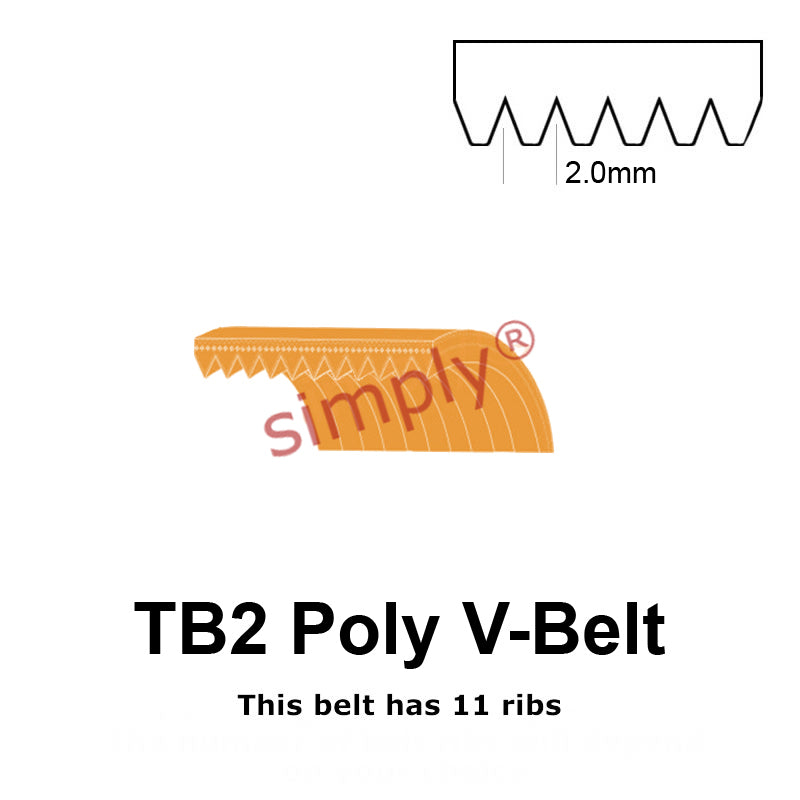 TB2-295 Megadyne Megarib Polyurethane Poly V-Belt 295mm/11.6 inch Length - 11 Ribs - Allow 2-3 Days