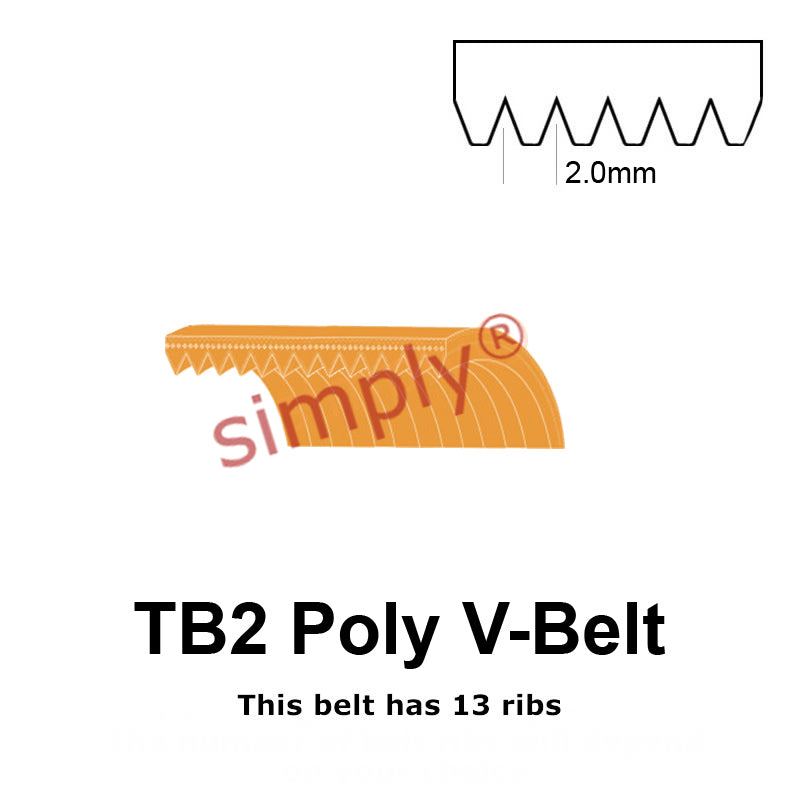 TB2-675 Megadyne Megarib Polyurethane Poly V-Belt 675mm/26.6 inch Length - 13 Ribs - Allow 2-3 Days