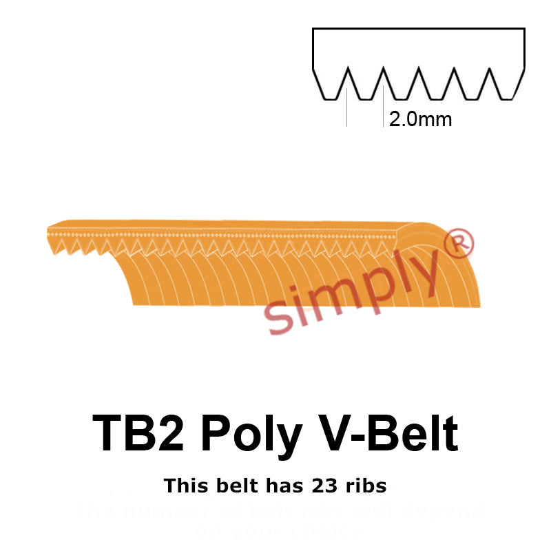 TB2-660 Megadyne Megarib Polyurethane Poly V-Belt 660mm/26 inch Length - 23 Ribs - Allow 2-3 Days