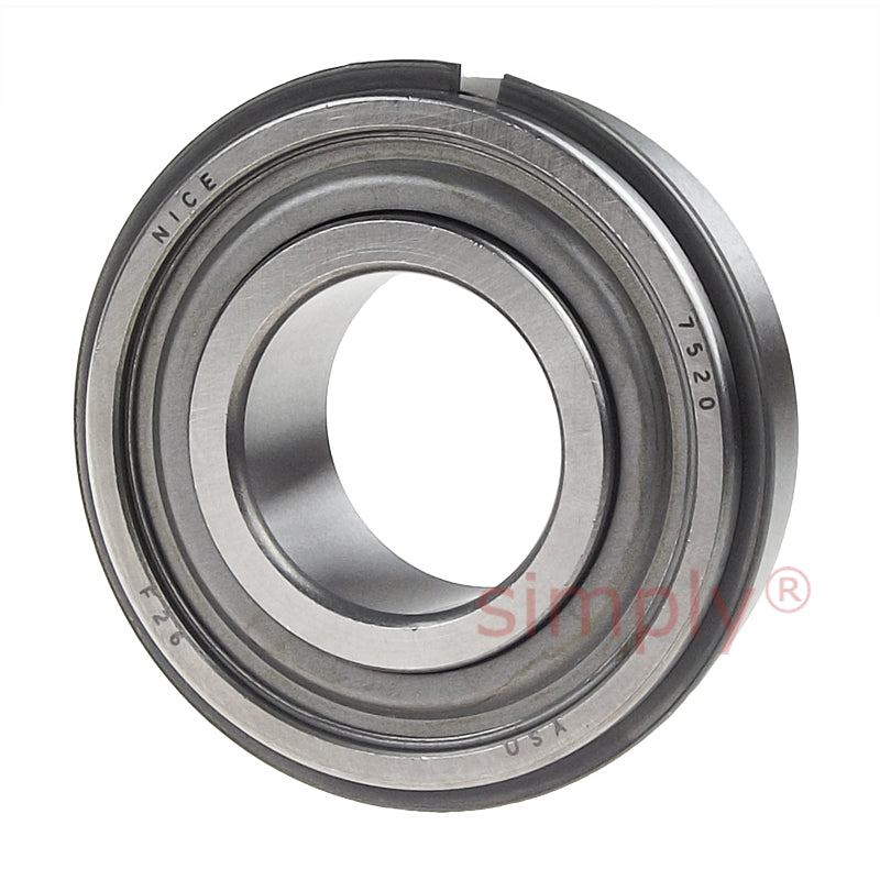 RBC 7520DLG Heavy Duty Precision Ground Rubber Sealed with Trash Guard Radial Bearing with Snap Ring 1.25x2.563x0.75 inch