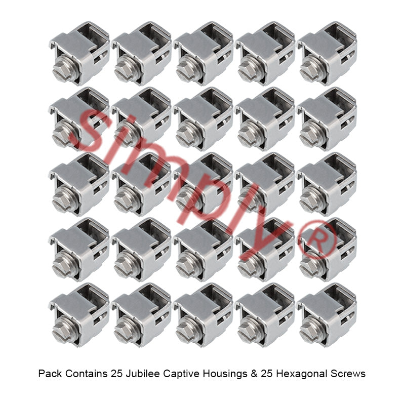 Pack of 25 - MB1706 Zinc Plated Steel Jubilee 7mm A/F Hexagonal Captive Housings/Screws for use with 11mm Multiband