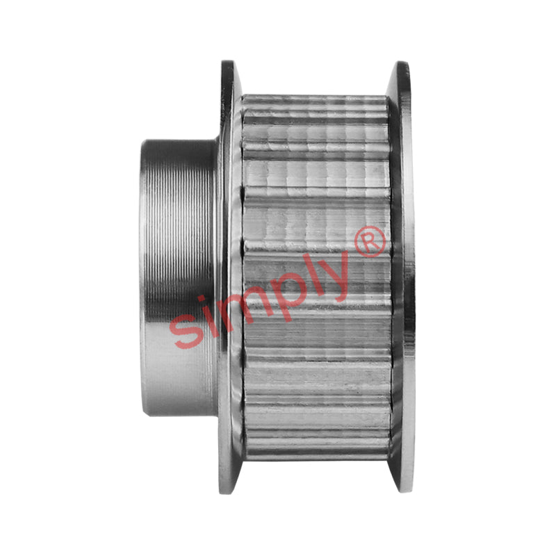 Aluminium Pilot Bore AT10 Timing Pulley with Flanges 10mm Pitch 22 Tooth for 50mm Wide Belts - Overall Width 66mm