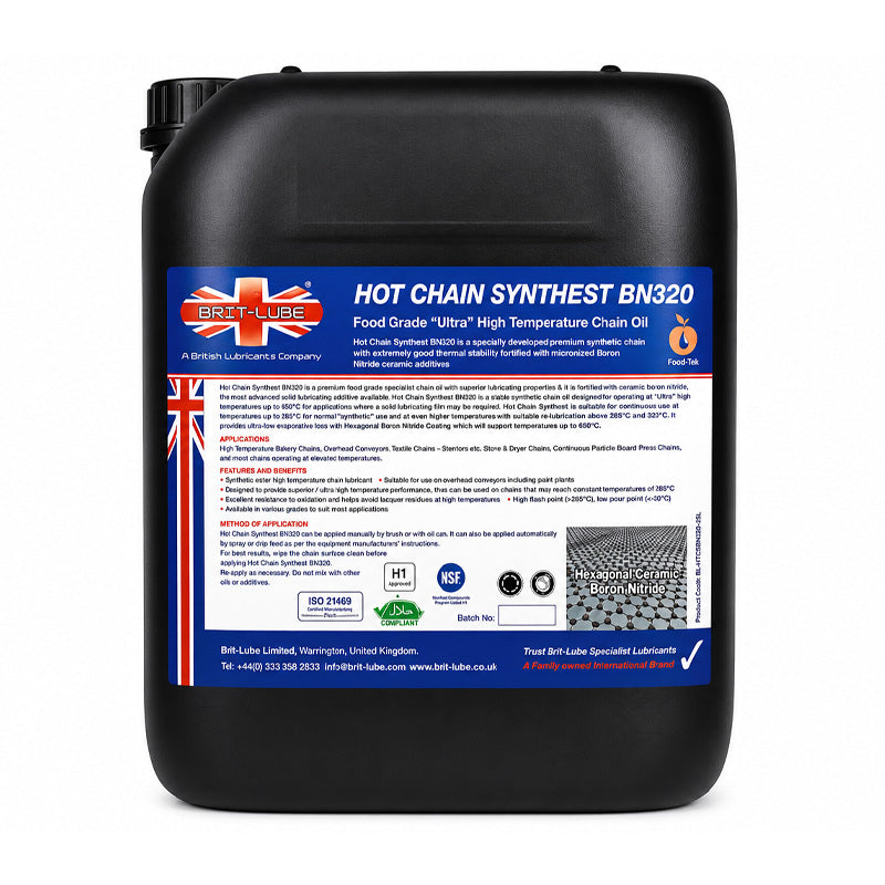 Brit-Lube Food-Tek Hot Chain Synthest BN 320 10 Litre - Allow 2-3 Days