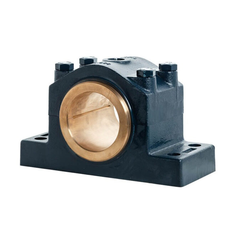 Major Brand DIN506-110M Heavy Duty Metric Split Cast Iron Four Bolt Pillow / Plummer Block Housing with 110mm Bore Gunmetal Bush Insert - Allow 3-4 Weeks