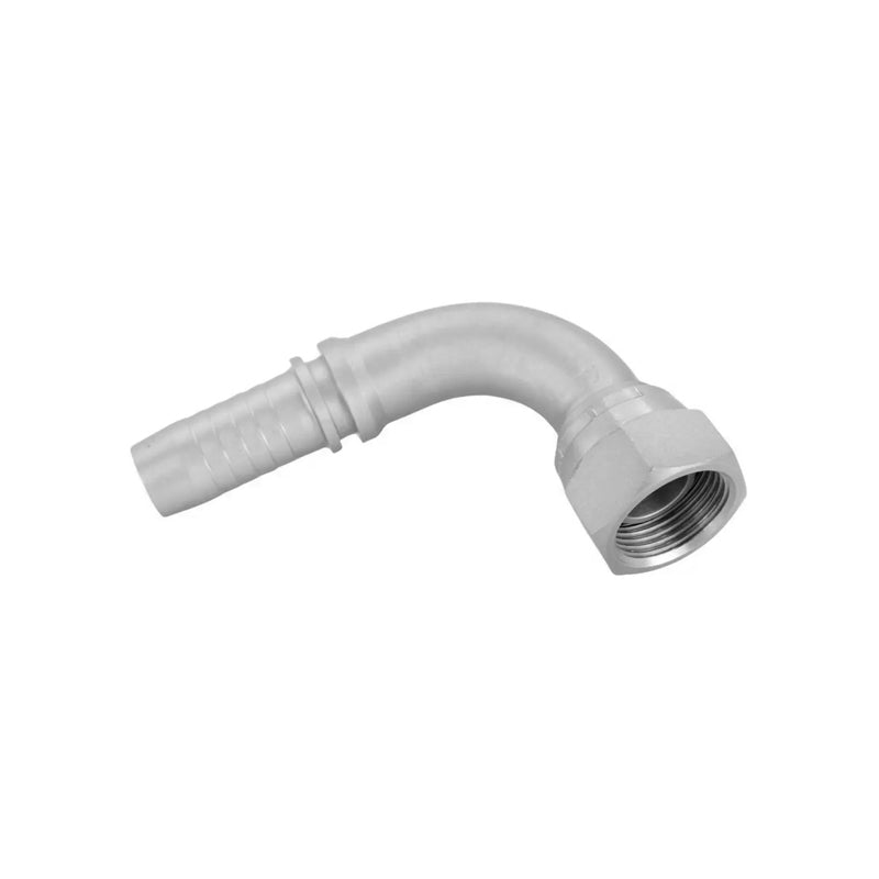 FLEXEQUIP/VOSS 1-1/2 inch BSP Female Two Piece Hose Fitting with O-Ring 90 Degree Angle 60 Degree Cone and 27mm Crimp Nut - Allow 2-3 Days