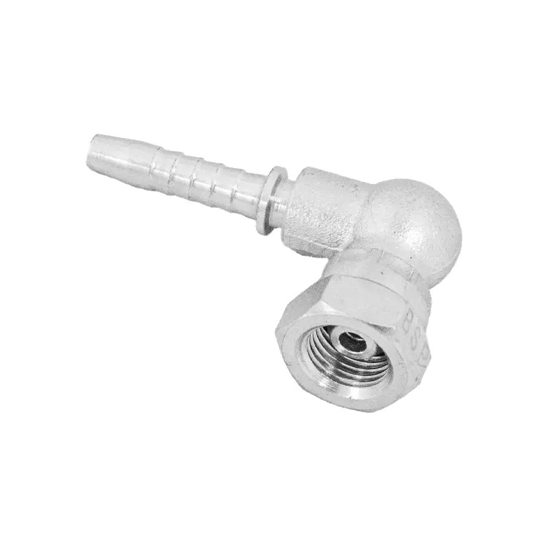 FLEXEQUIP/VOSS 3/4 inch BSP Female Two Piece Hose Fitting with 90 Degree Angle Elbow and 27mm Crimp Nut - Allow 2-3 Days
