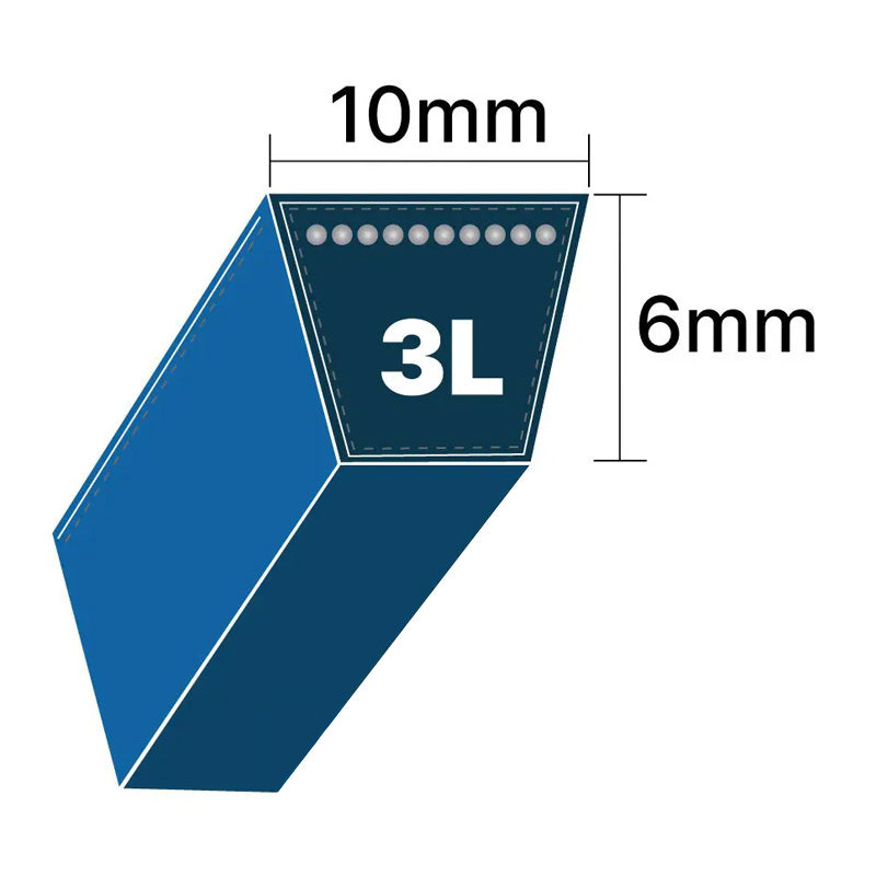 DRY-3L355K 3L Section 10x6mm Blue Cotton Dry Cover Kevlar Re-inforced Mower Wrapped V-Belt