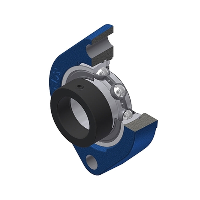 SNR ESFD205 Metric Two Bolt Cast Iron Oval Housing with 25mm Bore Eccentric Collar Insert