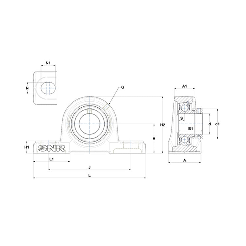 SNR ESP204 Metric Cast Iron Two Bolt Pillow / Plummer Block Housing with 20mm Eccentric Collar Insert - Allow 2-3 Days