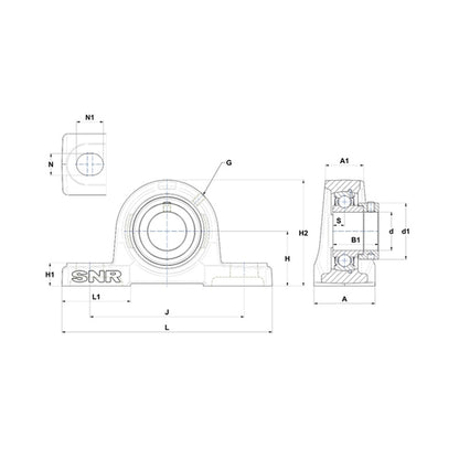 SNR ESP204 Metric Cast Iron Two Bolt Pillow / Plummer Block Housing with 20mm Eccentric Collar Insert - Allow 2-3 Days